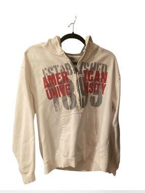 white Hoodie with Red 'American University' Graphic